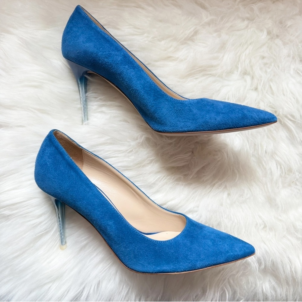 New! SCANLAN THEODORE Suede Pumps with Ombré Lucite Heel - Picture 4 of 9